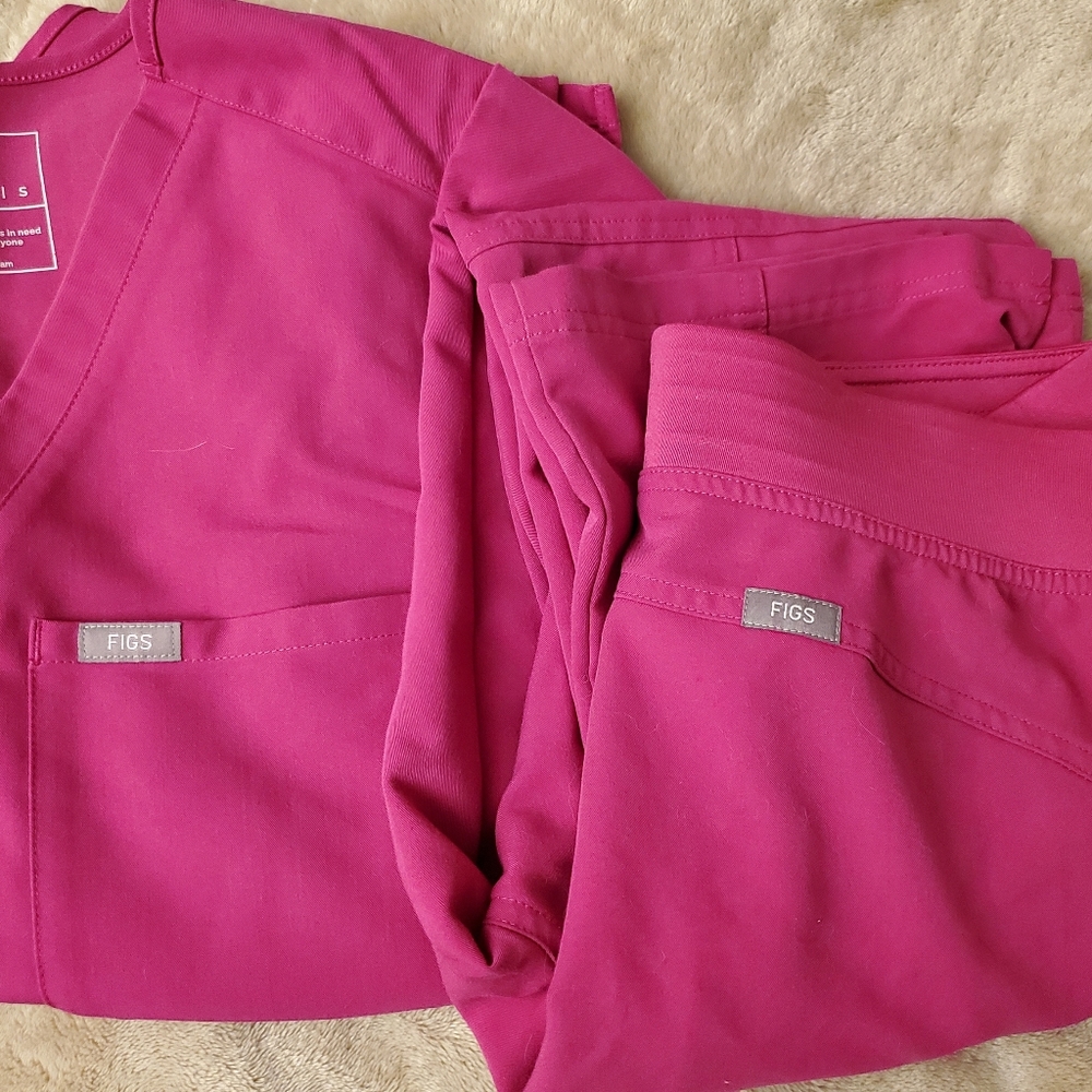 Figs Scrub Set Raspberry Sorbet Catarina top and Kade pants, size small/small